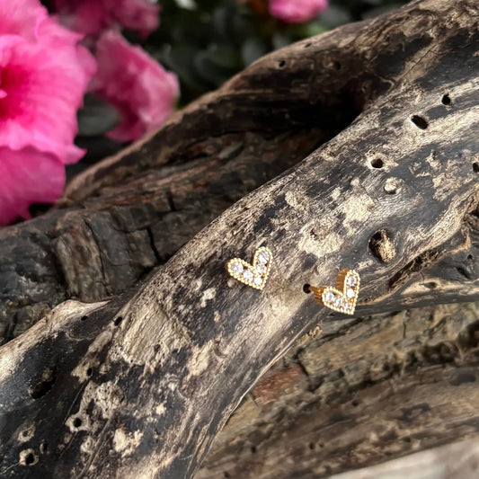 Ocean Ripples 14ct Gold Plated Cubic Zirconia Heart Earrings - Available in Silver