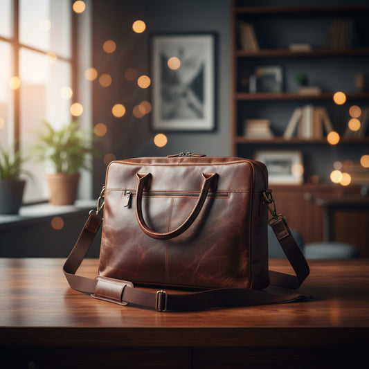 Premium Genuine Leather Office Bag ā Structured Business Briefcase with Shoulder Strap