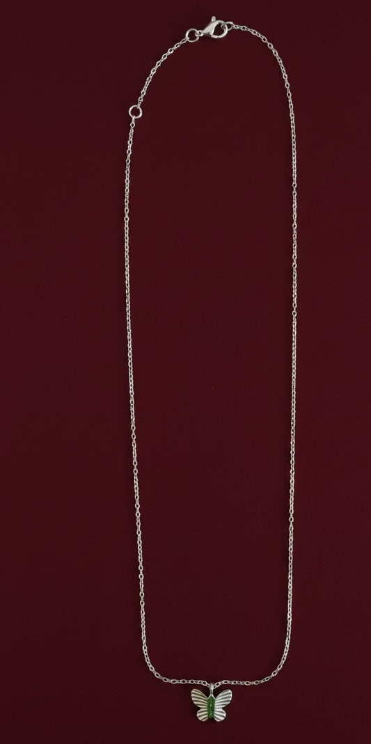 925 Sterling Silver Butterfly Necklace with CZ Stones – 42cm