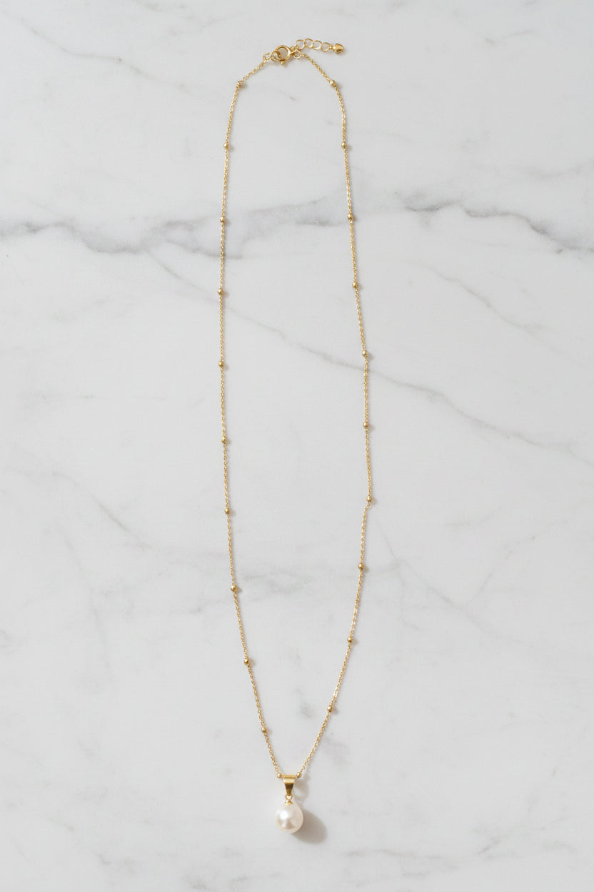 925 Sterling Silver (45cm) Gold‑Plated Beaded Chain Necklace