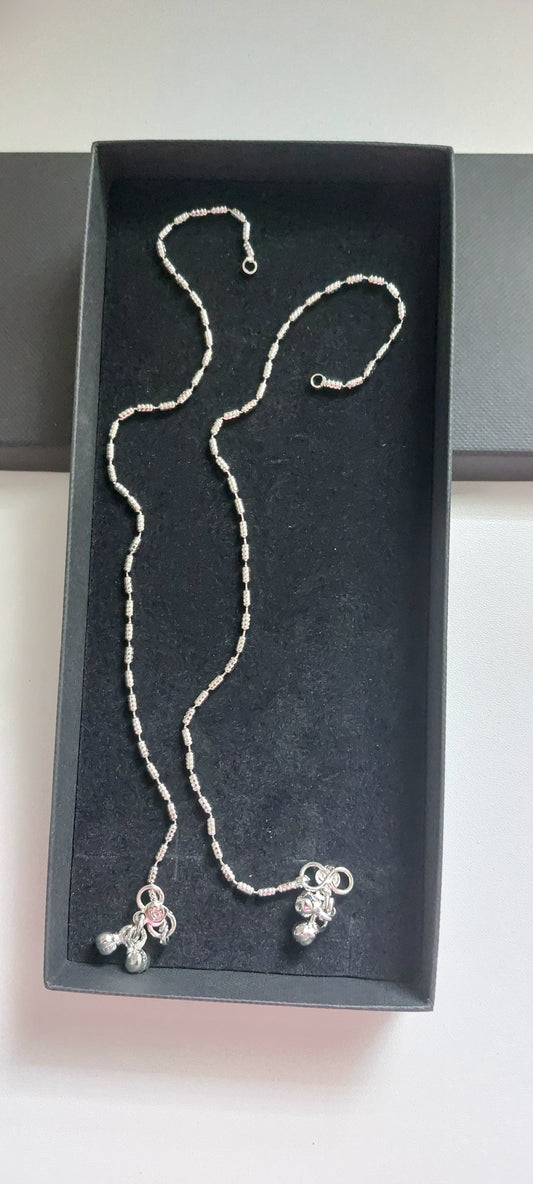 Lightweight Oxidized Silver Anklet for Women
