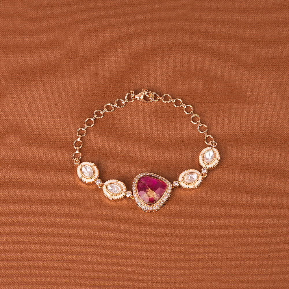 Kundan Classic Bracelet – Gold Plated