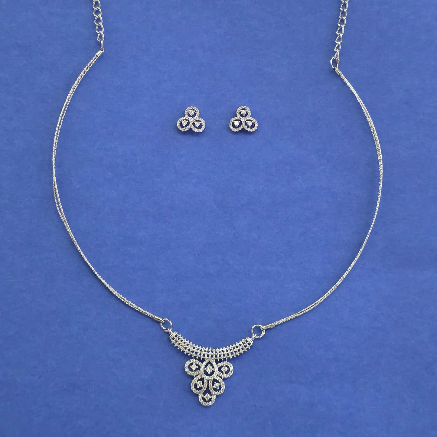 CZ Classic Pendant Set – Rhodium & Two‑Tone Plated