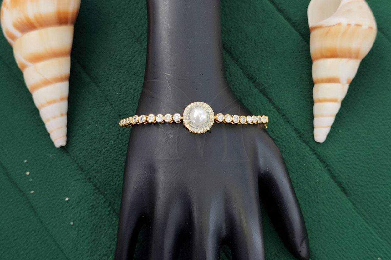 Premium Designer Pearl American Diamond Bracelet