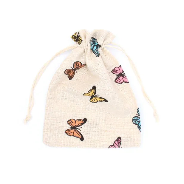 Molly and Rose 18x13cm. Butterfly print cotton mix drawstring bag
