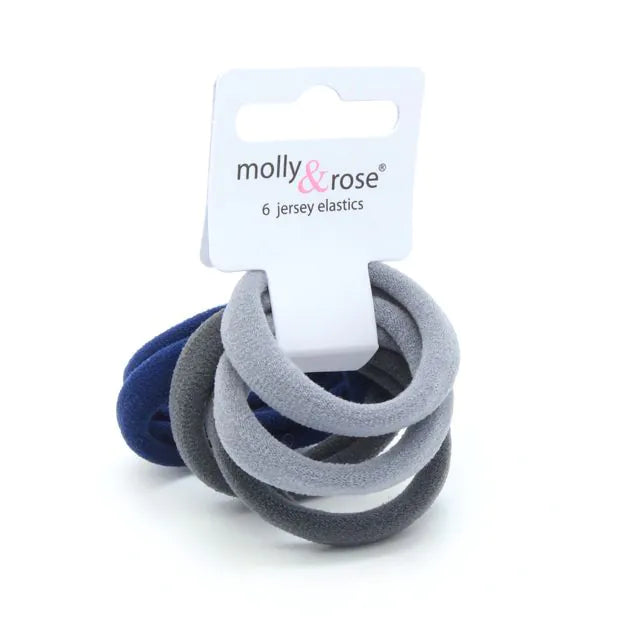 Molly and Rose Jersey elastics - Assorted - Card of 6 - 8mm thick