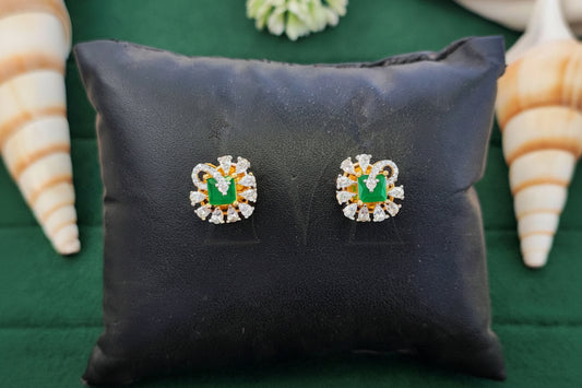 White Rhodium AD Stud Earrings for Women