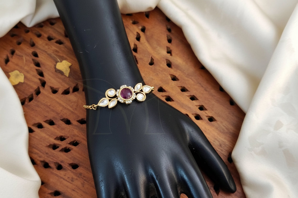Kundan Mehendi Polish Full AD Stone Bracelets