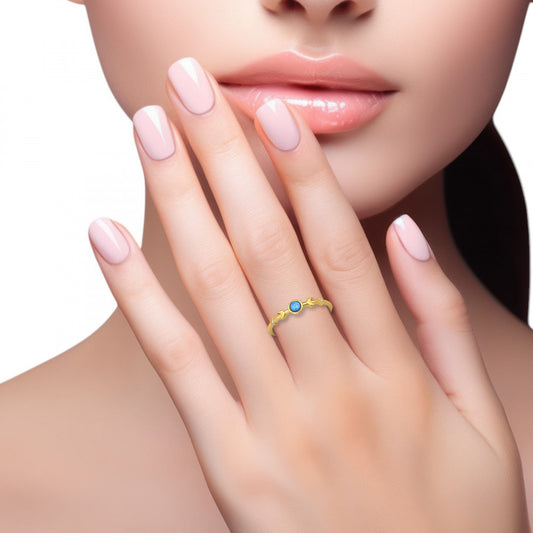 Triple Moon & Stars Opal Ring – Gold‑Plated 925 Sterling Silver