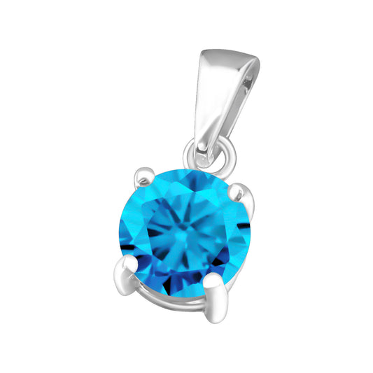 925 Sterling Silver CZ Pendant - Birthstone Necklace Charm