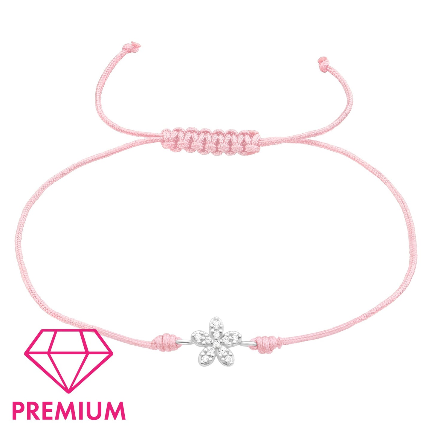925 Sterling Silver Flower Bracelet with Adjustable Nylon Cord