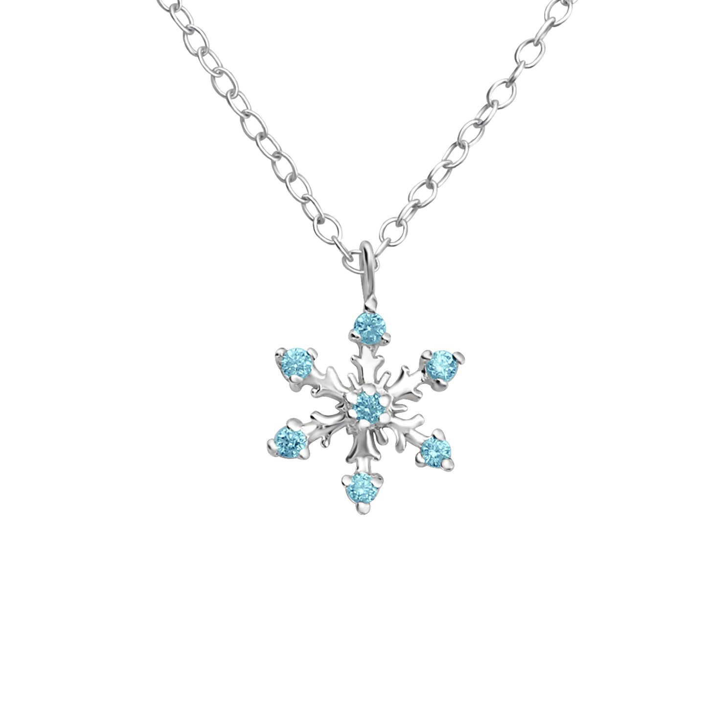 925 Sterling Silver CZ Snowflake Necklace – 45cm