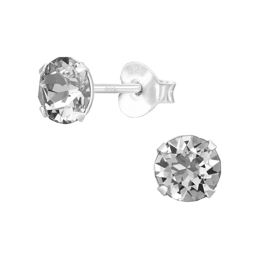 Dainty Crystal Stud Earrings – Sterling Silver (5.3mm)