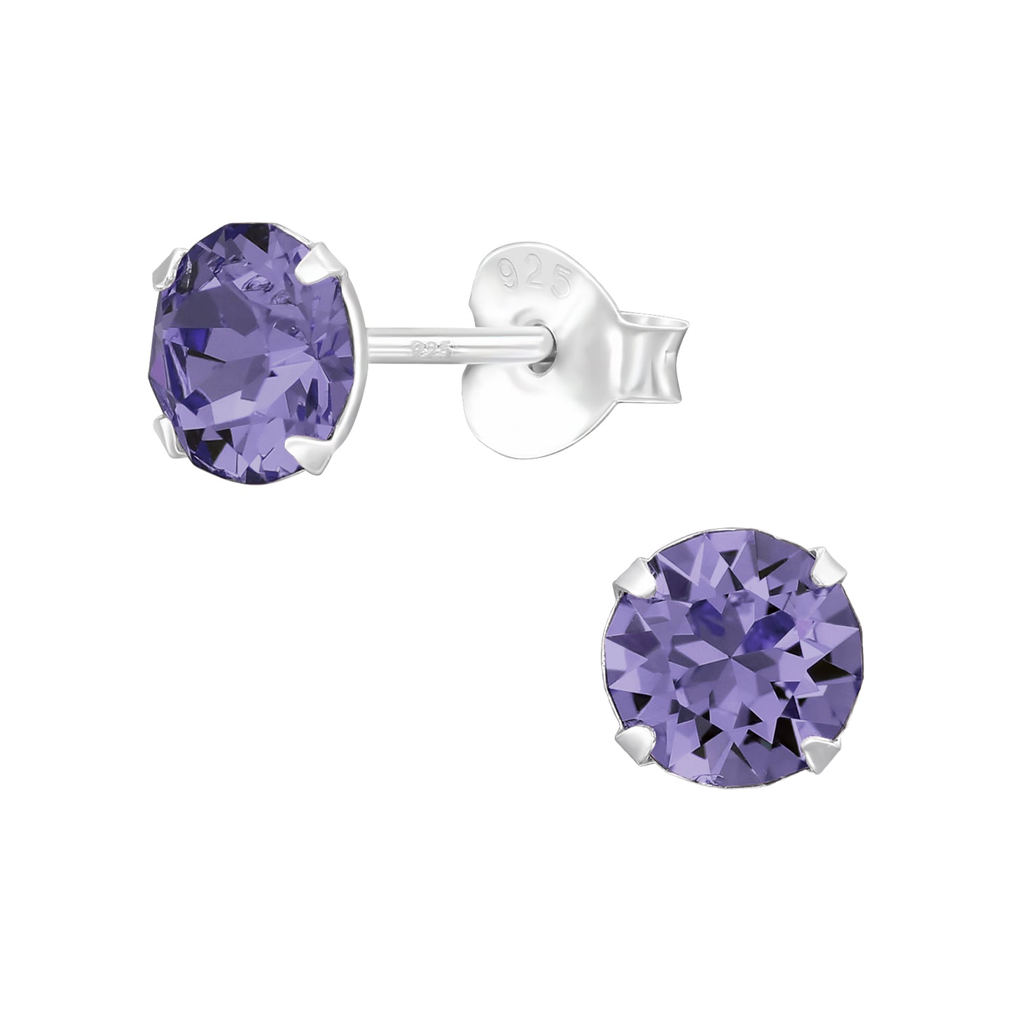 Dainty Crystal Stud Earrings – Sterling Silver (5.3mm)