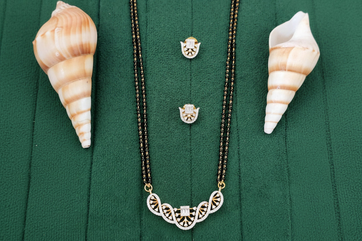 American Diamond Fancy Mangalsutra Pendant Set – Stylish Daily Wear Jewellery