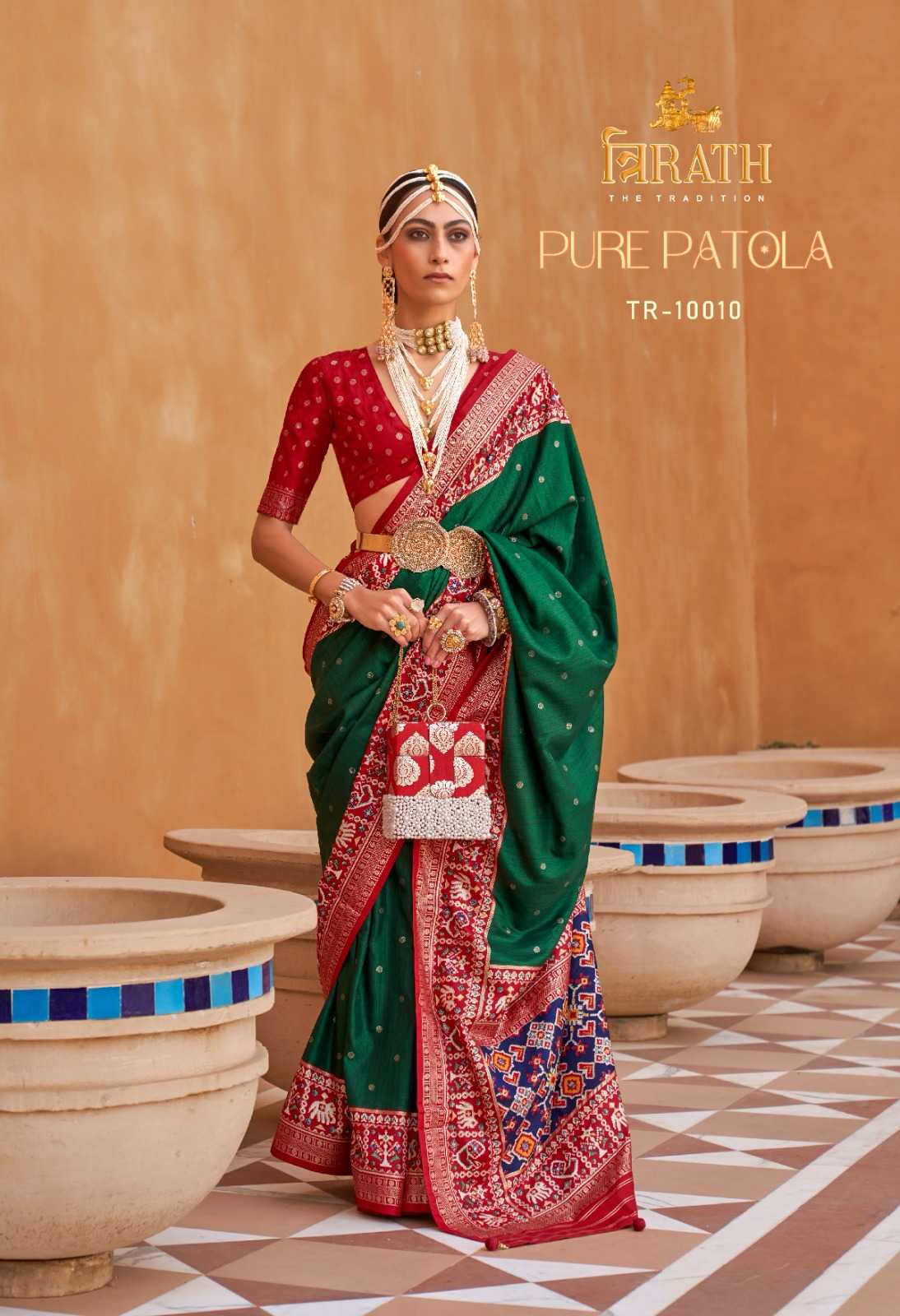 Green Pure Patola Mercerized Silk Saree for Weddings & Festivals with Matching Blouse