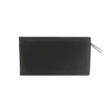 Women’s Leather Purse with Contrast Panels & Metal Bar – RFID, Envelope Style, Zip Section