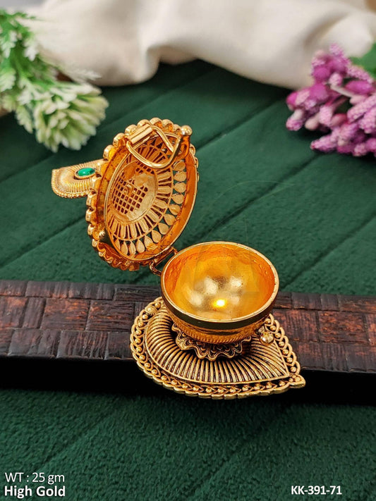 Antique High Gold Polish Full Stone Sindoor Box