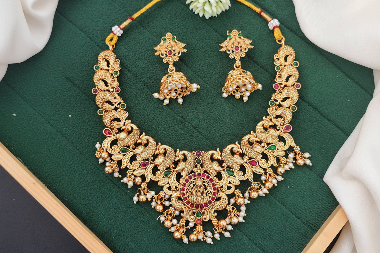 Traditional South Indian Temple Jewellery Necklace Set