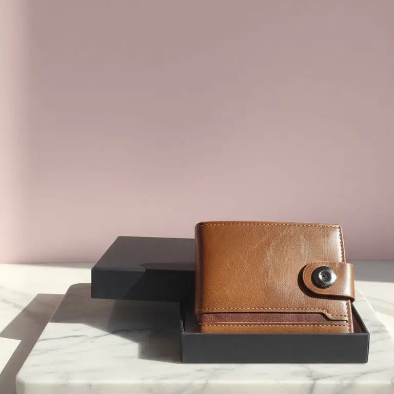 Two‑Tone Leather Wallet with Gift Box – Premium Men’s Gift for Birthdays & Father’s Day