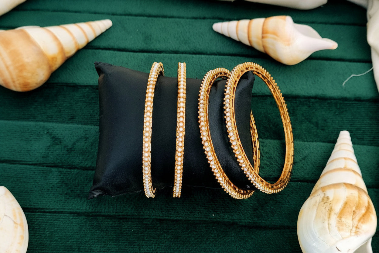 Antique Designer High Gold Polish Fancy Full Stone Party wear 4 Bangles Set