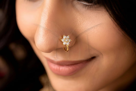 Floral Diamond Style Nath Elegant Nose Ring Design