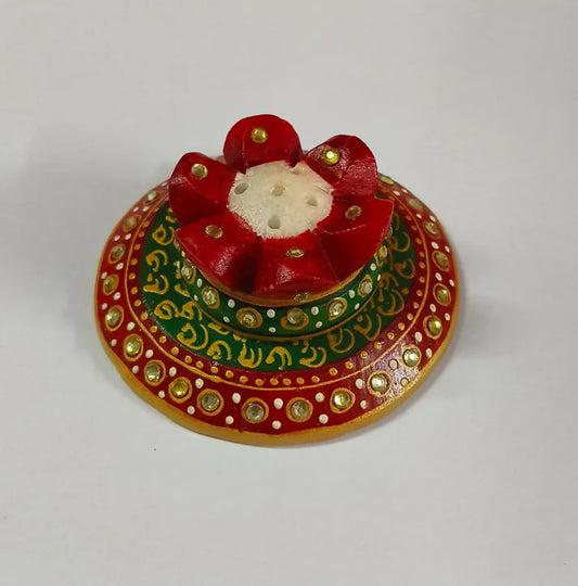 Hand‑Carved Marble Agarbathi Stand – Multicolour Design with Base