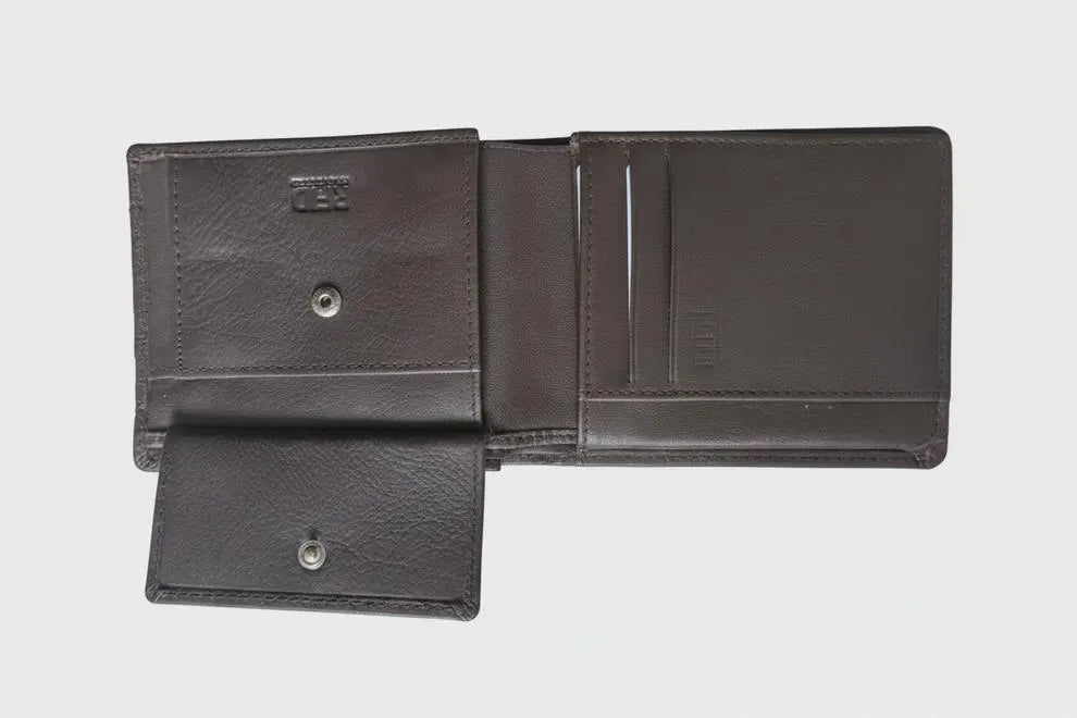 Men's Brown Leather Bifold Wallet for Men – RFID, Card Slots, Coin Pocket