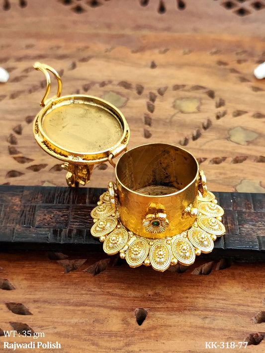 Radha Krishna Kumkum Box in Antique Rajwadi Polish