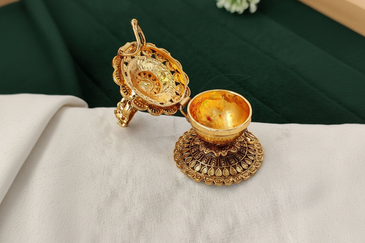 Lord Ganesha Temple Design Kumkum Box for Pooja