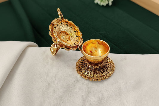 Lord Ganesha Temple Design Kumkum Box for Pooja