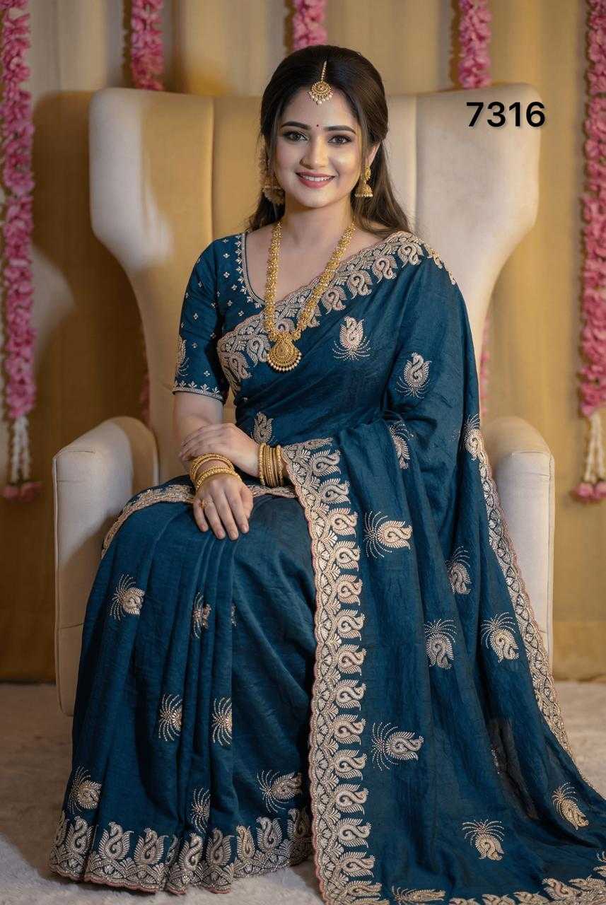 Teal Blue & Designer Candy Crush Saree with Multicolour Thread, Zari & Stone Embroidery