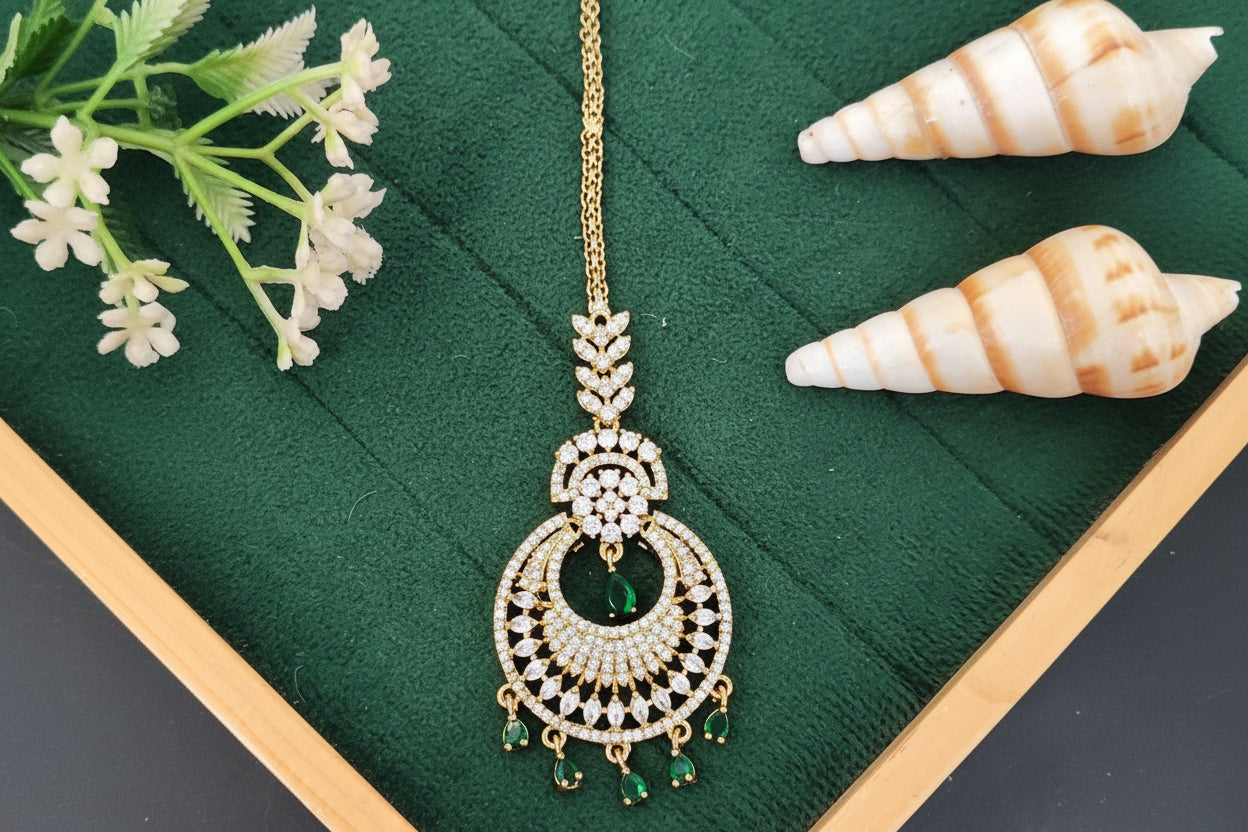 Elegant AD Stone Traditional Maang Tikka for Women
