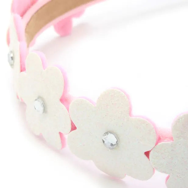 Molly and Rose 1.3cm wide glitter flower aliceband