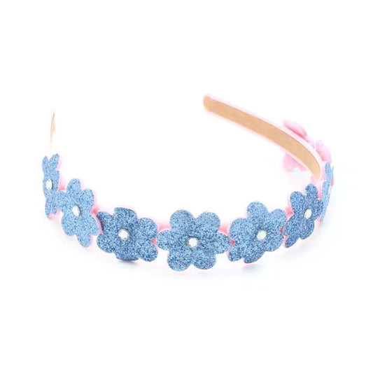 Molly and Rose 1.3cm wide glitter flower aliceband