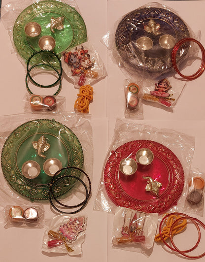 Sumangali Return Gift – 12 Pack with Ganesha Platter & Haldi Kumkum