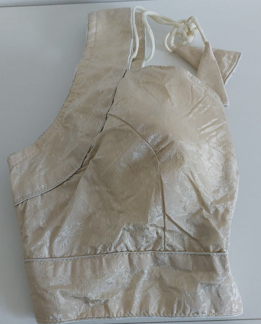 Chinon Silk Jacquard Top with Inside Sleeves & Hook Back (Free Size)