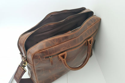 Premium Genuine Leather Office Bag – Structured Business Briefcase with Shoulder Strap