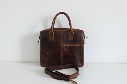 Premium Genuine Leather Office Bag – Structured Business Briefcase with Shoulder Strap