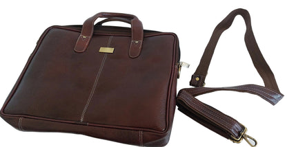Premium Genuine Leather Office Bag – Structured Business Briefcase with Shoulder Strap