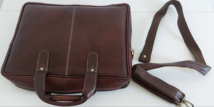 Premium Genuine Leather Office Bag – Structured Business Briefcase with Shoulder Strap