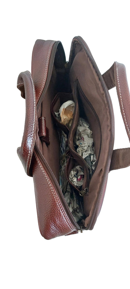 Premium Genuine Leather Office Bag – Structured Business Briefcase with Shoulder Strap