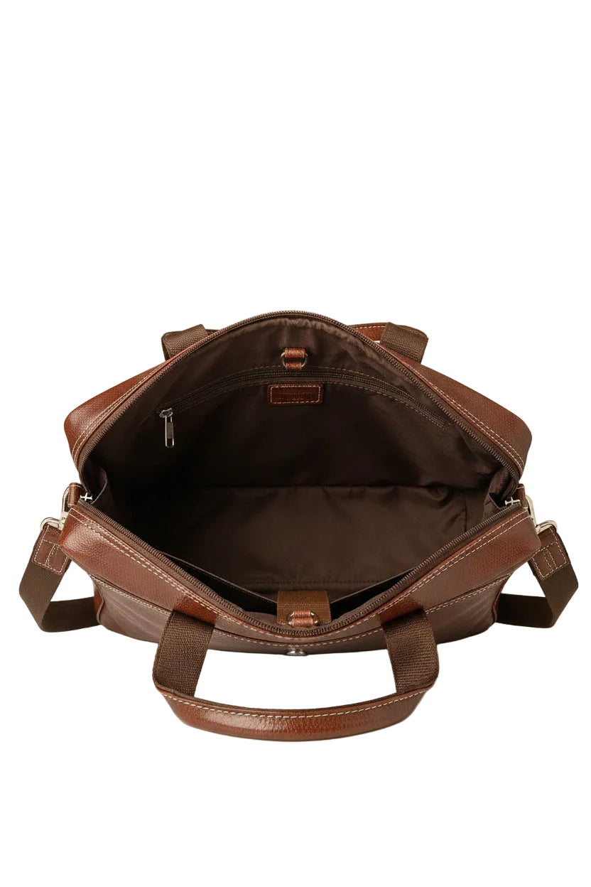 Premium Genuine Leather Office Bag – Structured Business Briefcase with Shoulder Strap