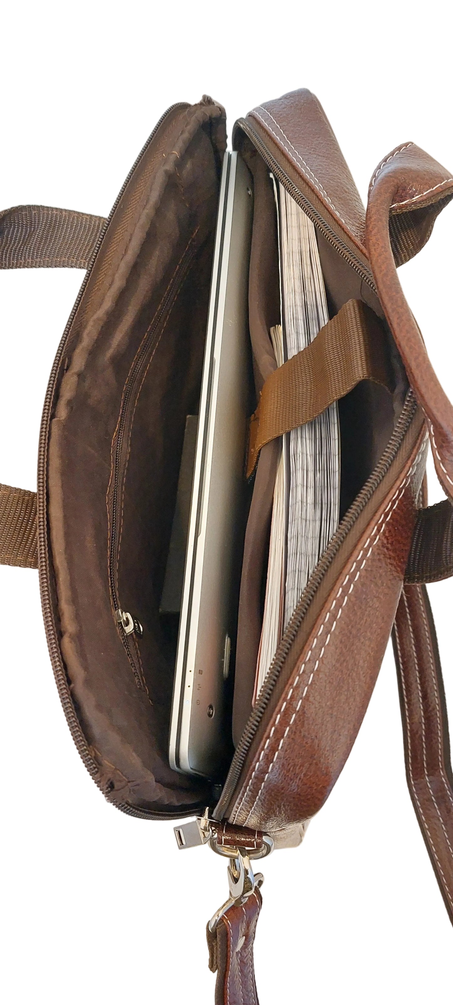 Premium Genuine Leather Office Bag – Structured Business Briefcase with Shoulder Strap