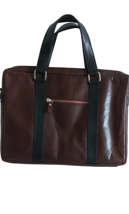 Premium Genuine Leather Office Laptop Bag – Structured Business Briefcase with Shoulder Strap