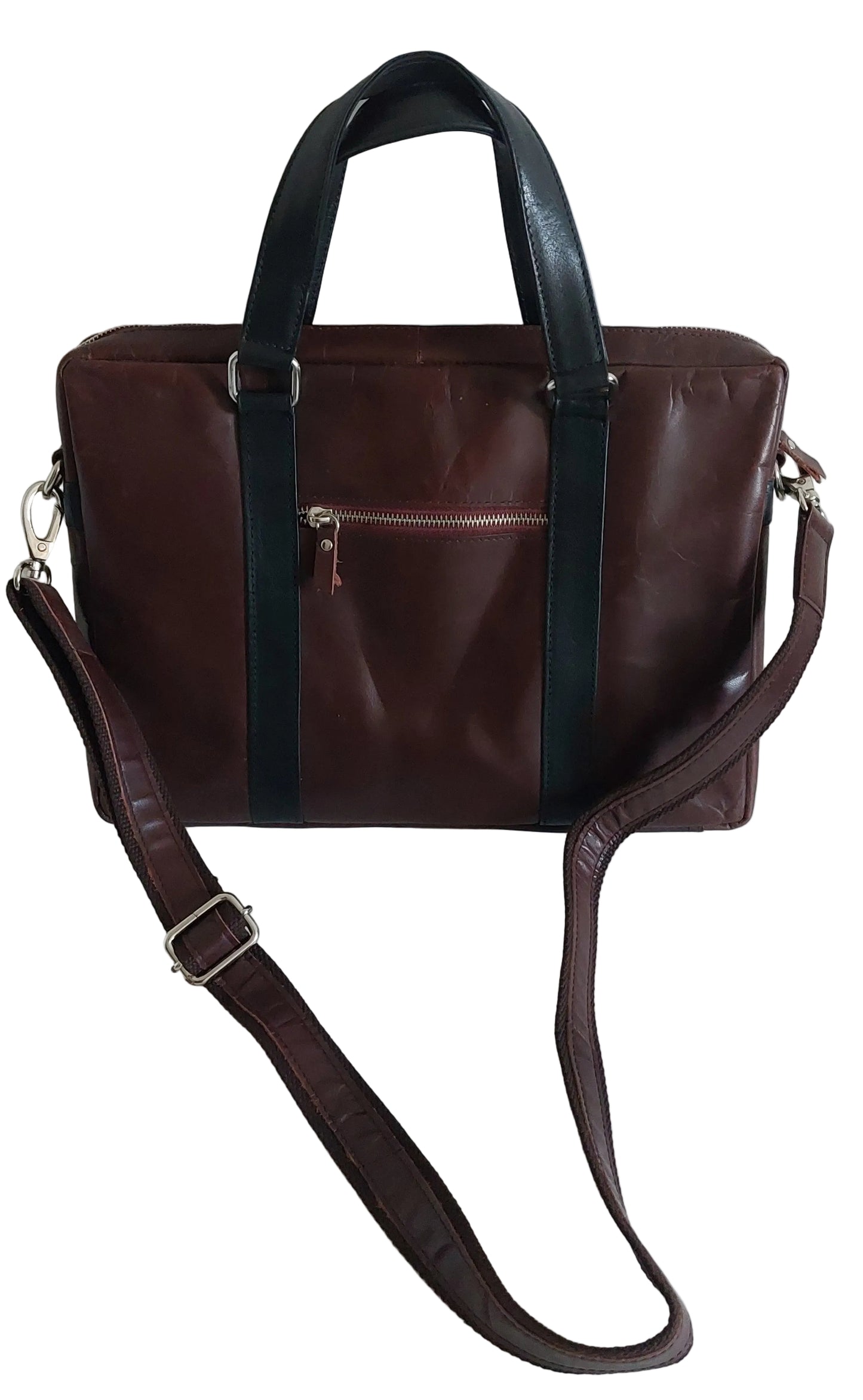 Premium Genuine Leather Office Laptop Bag – Structured Business Briefcase with Shoulder Strap