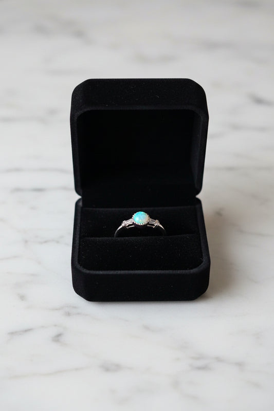 925 Sterling Silver Opal Ring – Dainty Circle Design