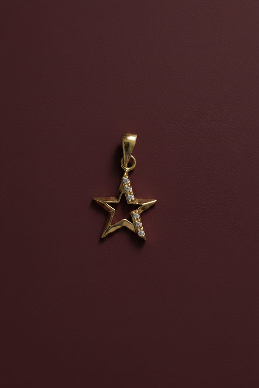 Gold‑Plated 925 Sterling Silver CZ Star Pendant – 12×13mm