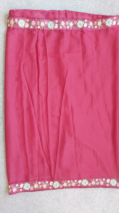 Maroon, Star Georgette Sequence Saree with Val Lace Border and Mono Silk Sequence Blouse