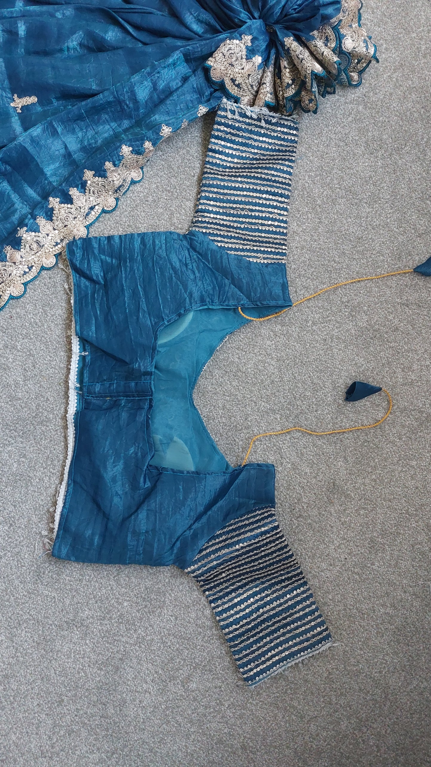 Ready to Wear Designer Silk Embroidered Saree with Sequin Work and Heavy Tassel Blouse